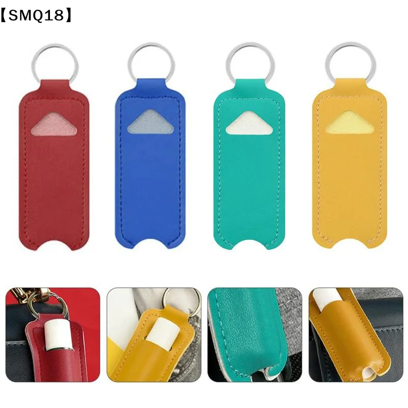 Pu Leather Chapstick Pouch Keys Ring Lipstick Lip Gloss Bag Keychain Holder Portable Lip Bottle Packaging Cover Key Ring【SMQ】