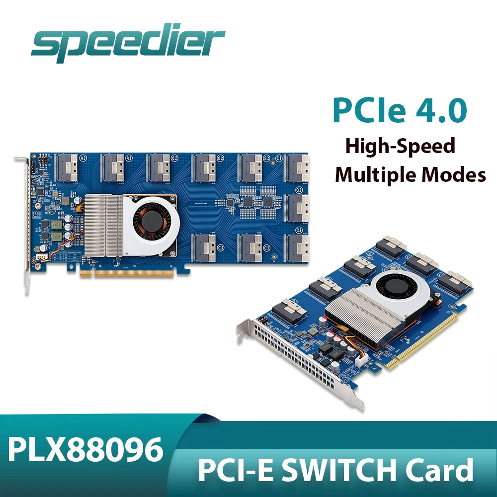 PLX88096 Expansion SWITCH Card Riser 6 / 10 Ports To 5 PCIE 4.0 X16 /10 PCIE 4.0 X8 Via Connect U.2 Hard Drives No-Split SFF8654