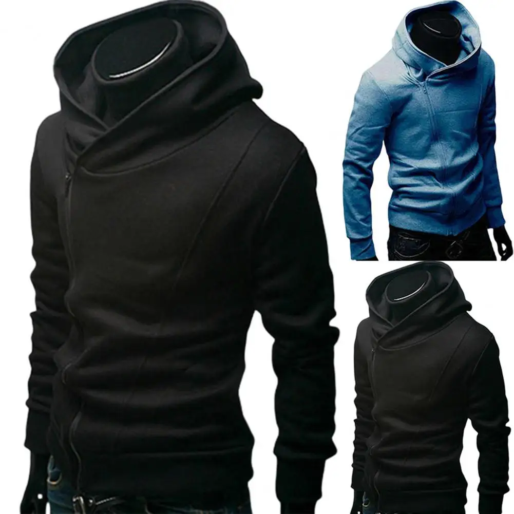 Autumn Men Turtleneck Sweatshirt Long Sleeve Diagonal Zipper Sports Hoodie Coat Casual Tracksuit Male Hip Hop Sweatshirt Tops