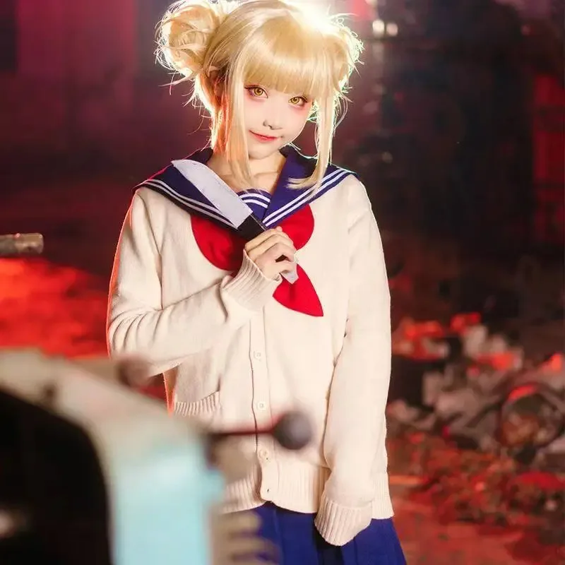 

Anime My Hero Academia Himiko Toga Cosplay Costume wig JK Sailor Suit Uniform Skirts Sweater Coat Halloween Party 8;c'4,t;6.j'2;