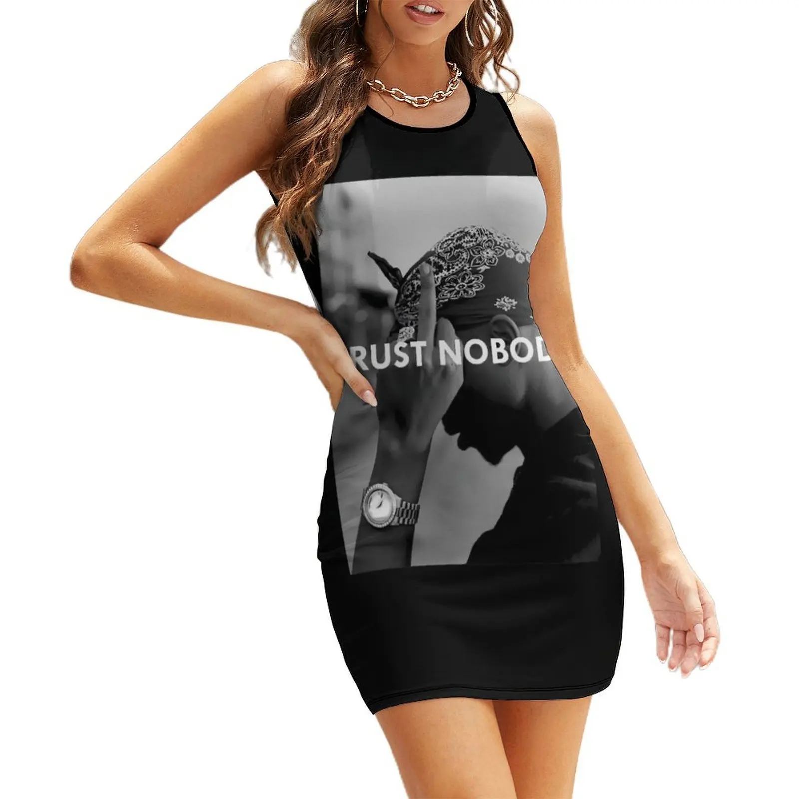 

Tupac 2 Pac Shakur Trust Nobody Gym Running No Pain No Gain\t Sleeveless Sundress women clothes