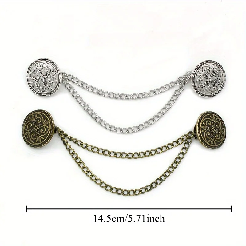 Vintage Flower Chain Cardigan Clip Men＆Lady Retro Tassel Buckles Cloak Shirt Collar Brooch Pin Jewelry Clothing Accessories