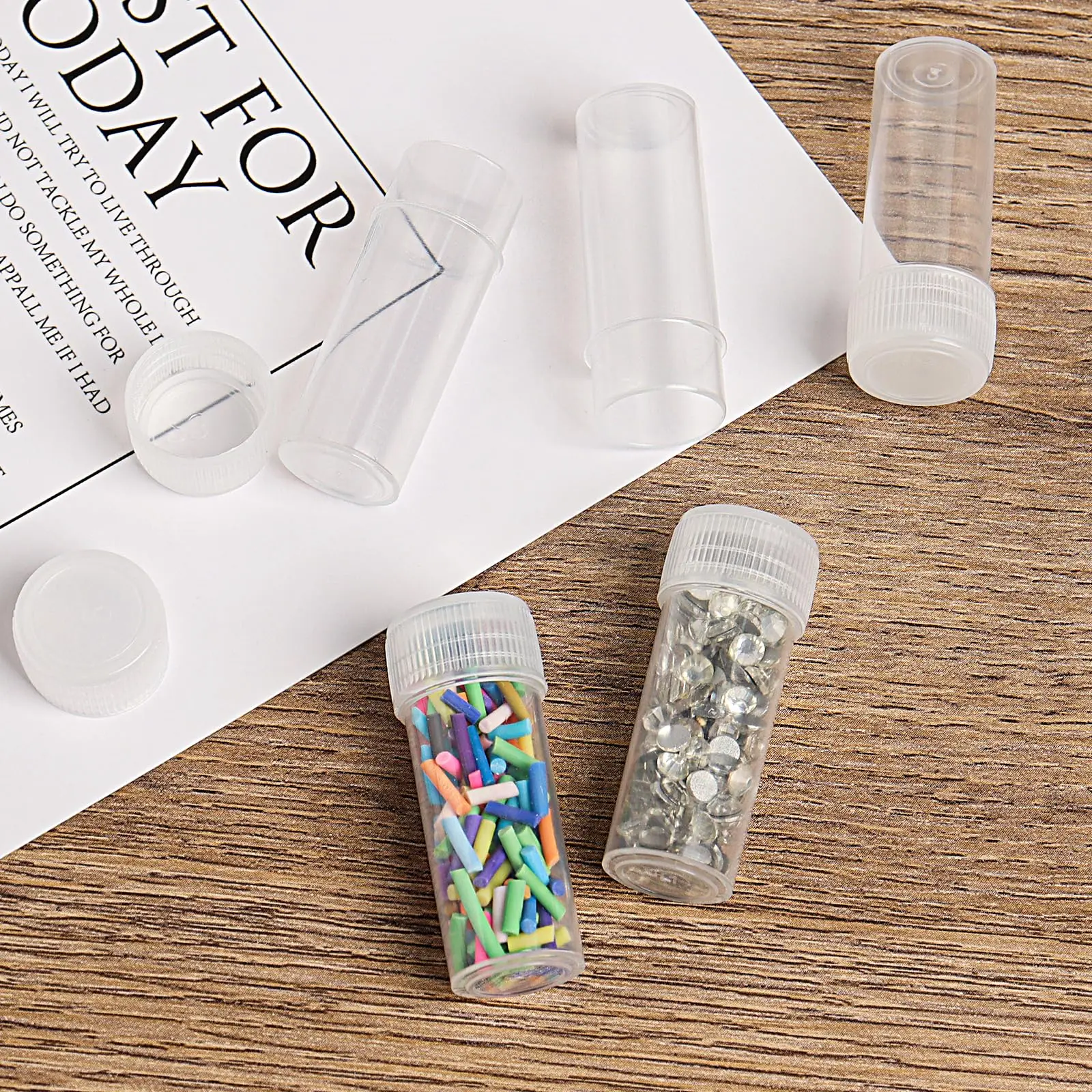 5/7ML Plastic Sample Bottles Vial Storage Mini Clear Storage Case with Lid Vial Storage Container Test Tube for Small Items