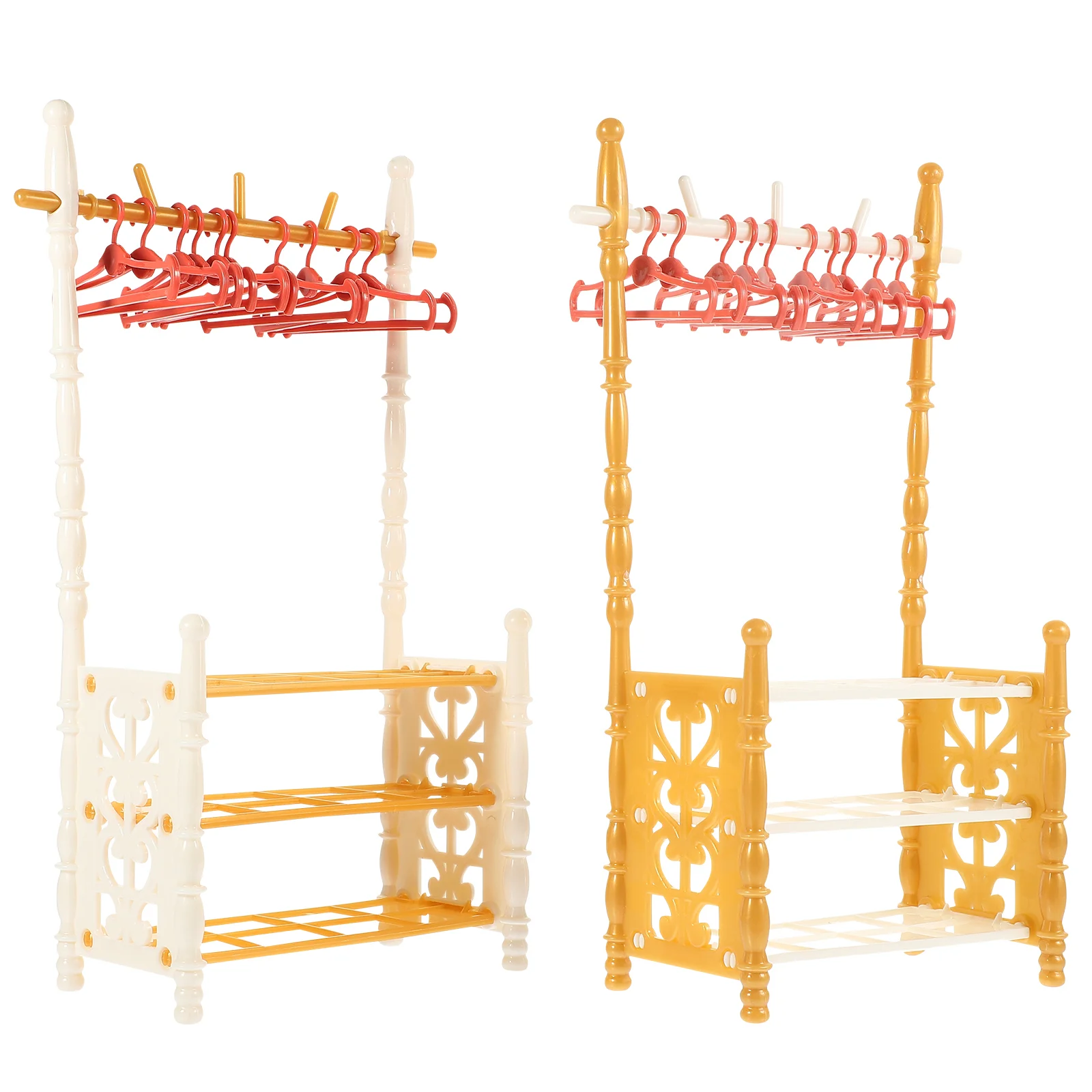 2 Sets Drying Rack 1/6 Furniture Clothes Wardrobe Dollhouse Mini Coat Hanger Abs Toy Miniatures Baby