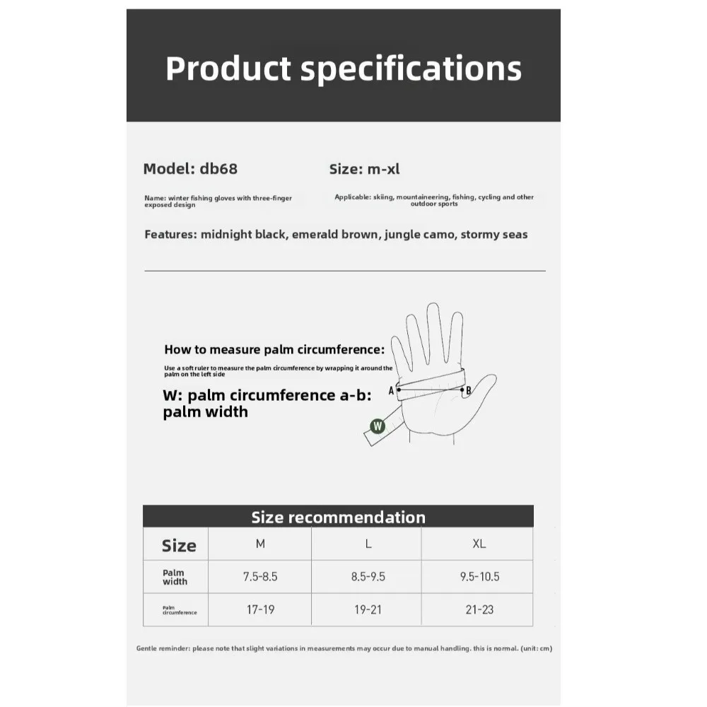 قفازات الصيد الشتوية بطانة العزل الحراري قفازات دافئة ارتداء مقاومة مفتوحة إصبع تصميم قفازات مقاومة للماء الصيد