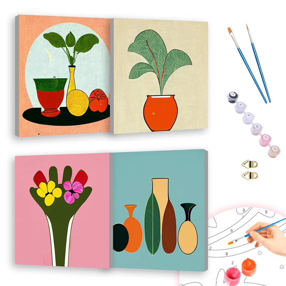 

RUOPOTY Painting Paints By Numbers Abstract Geometry Simple Decorative Art Canvas 20X20cm ready Frame Picture Drawing Paint Kit