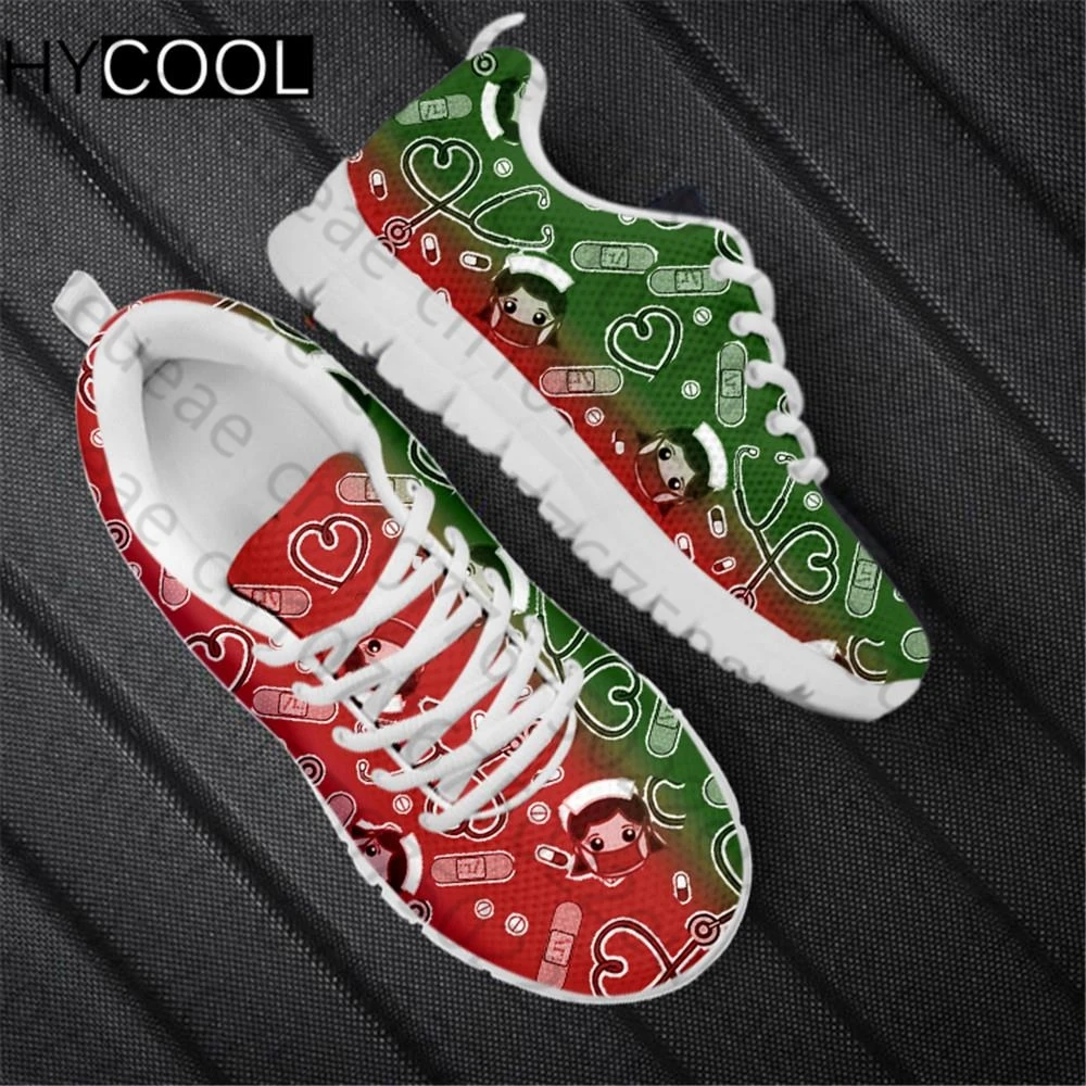 

HYCOOL Fashion Style Women Comfort Sports Shoes For Running Walking Kawaii Nurse Print Atheletic Lady Lightweight Fitness Shoes