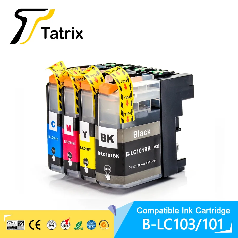 Tatrix LC101 LC103 Full Ink Cartridge For Brother DCP-J152W MFC-J245 MFC-J285DW MFC-J450DW MFC-J470DW MFC-J475DW Printer