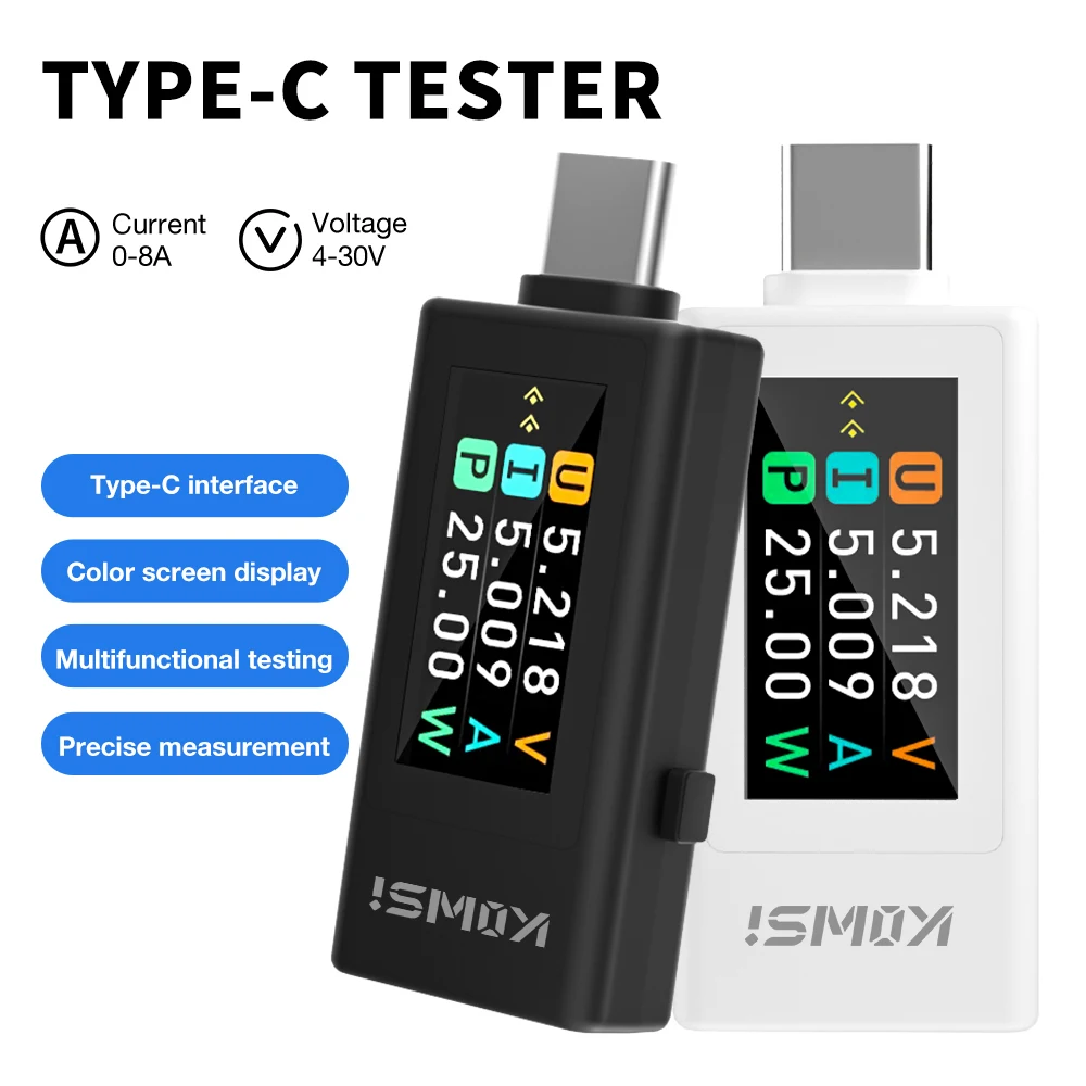 Farbbildschirm Typ-C-Tester Genauigkeit Strom Spannungsdetektor Leistungsmesser Schnellladespannung Amperemeter für Handy Power Bank