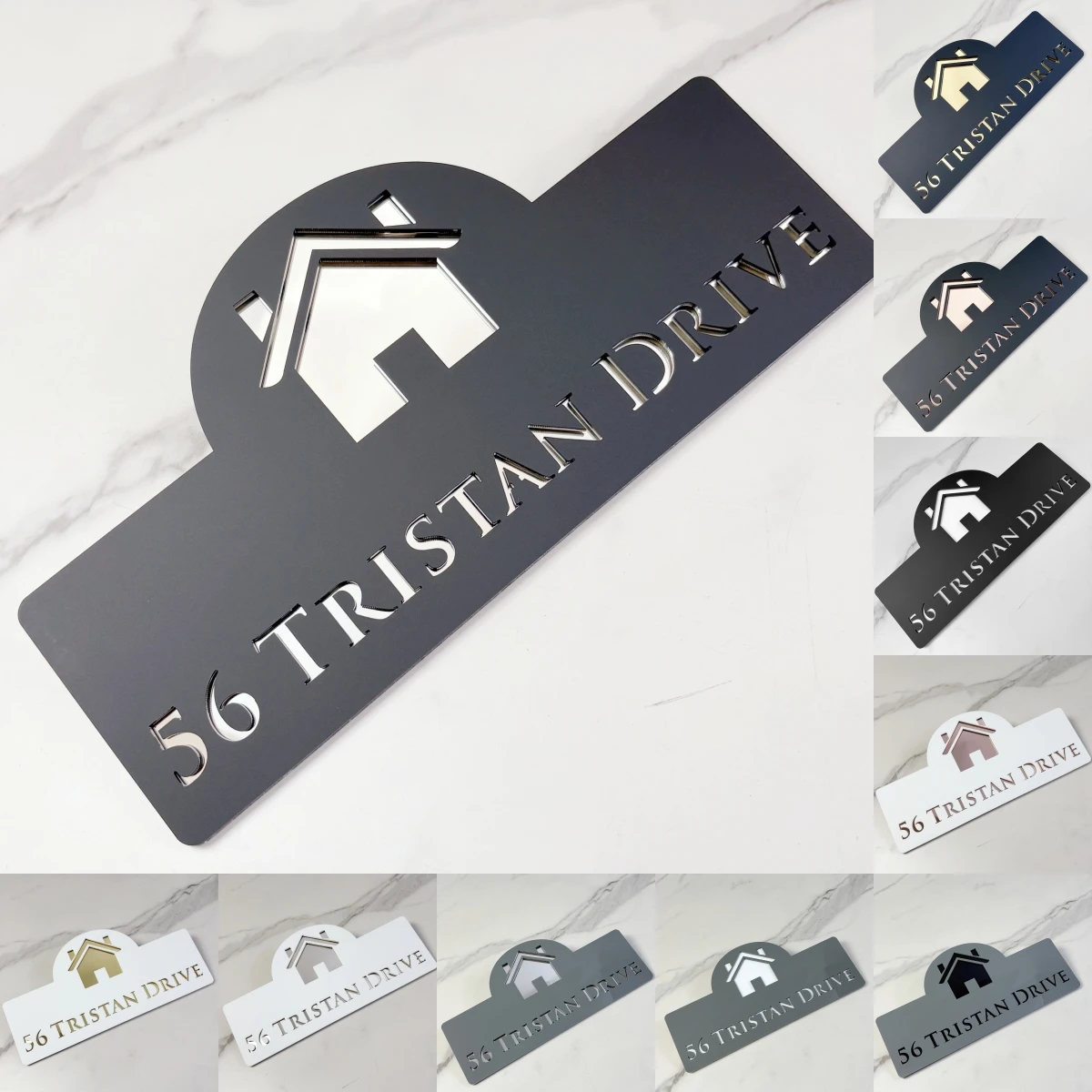 

Personalized Custom Acrylic House Number Sign Modern Laser Cut Address Plaque with House Icon For Outdoor Apartment Office Signs