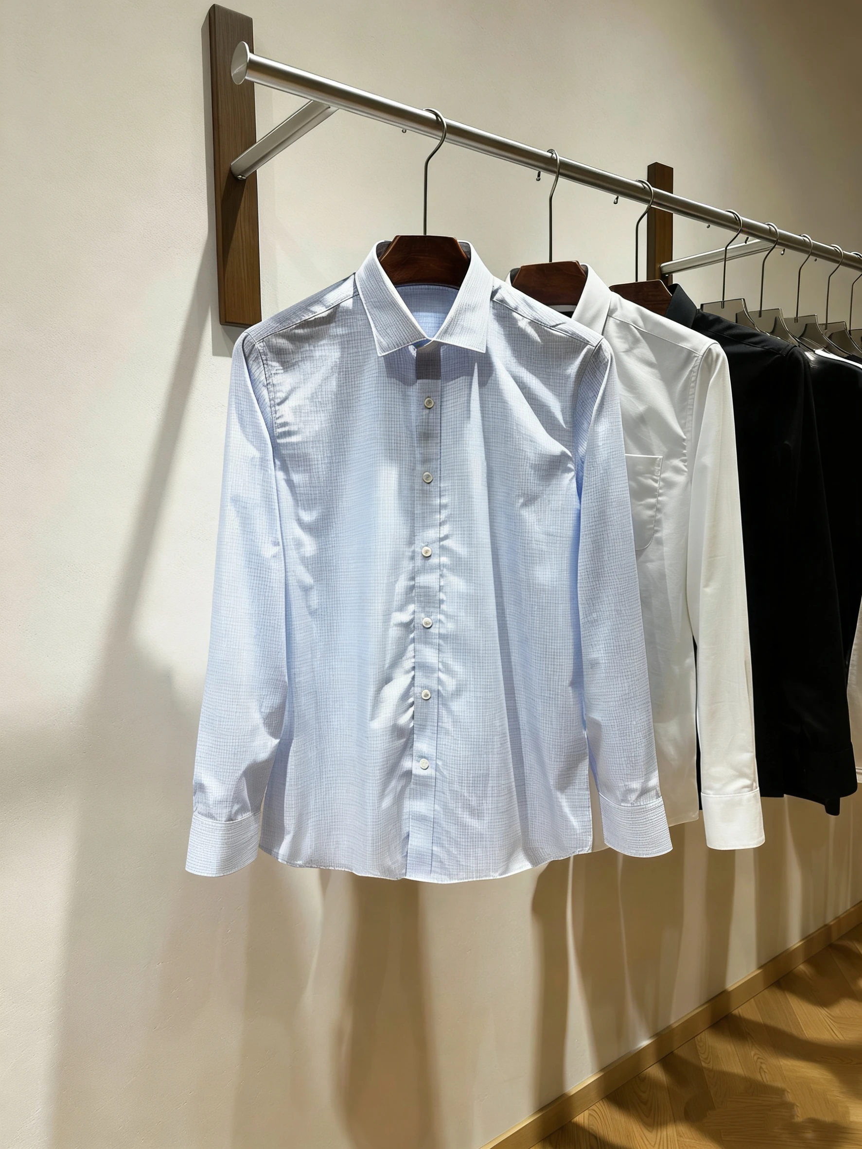 

Spring Summer New Faion High End Long Velvet Cotton Men's irt Casual Turn-down Collar Versatile Busin Casual Long Sve