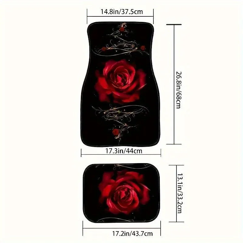 4pcs Romantic Large Rose Car Floor Mats, Stylish And Simple Easy To Install, Easy To Clean, Suitable For All Seasons, Fits Vario
