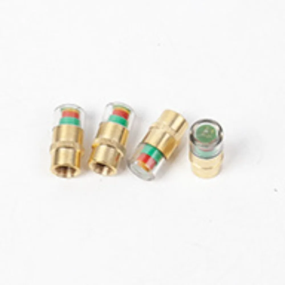 4 Pieces Car Tire Valve Stem Covers with Color Pressure Indicator for 24 BAR Tire Monitoring Easy Install Fits Most Vehicles
