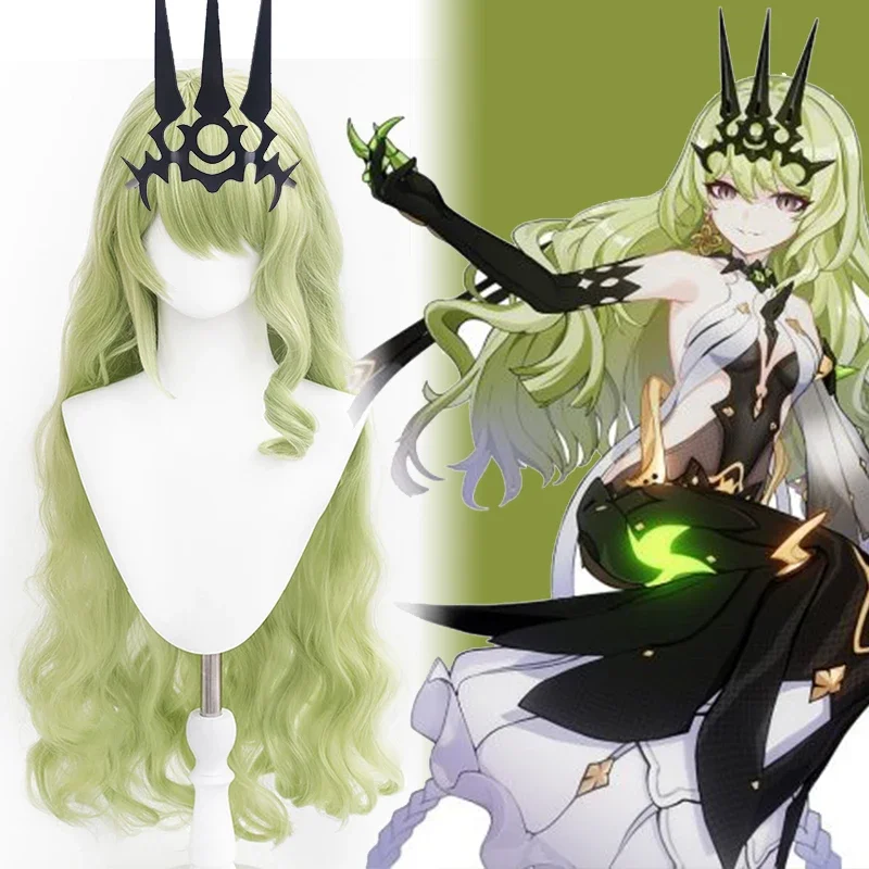 Mobius Cosplay Wig 100CM 39 Inch Honkai Impact 3rd Cosplay Women Game Mobius Green Wavy Wig Headwear Halloween Party