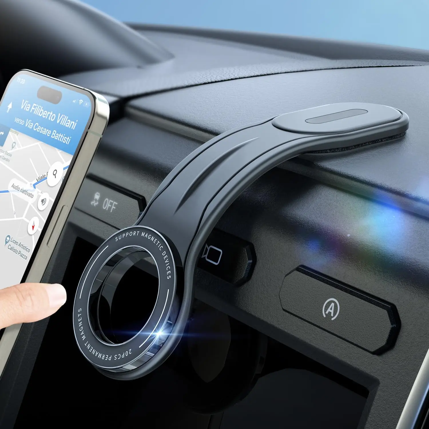 

Detachable Magnetic Car Phone Holder with Bendable Aluminum Arm, 20 Strong Magnets for iPhone 17/16/15/14 Pro Max Mini