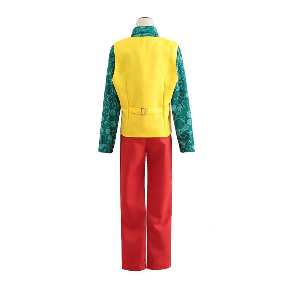 New Design DC The Joker Clown Cosplay Pudding Full set Costume Red Yellow Suit Halloween Man