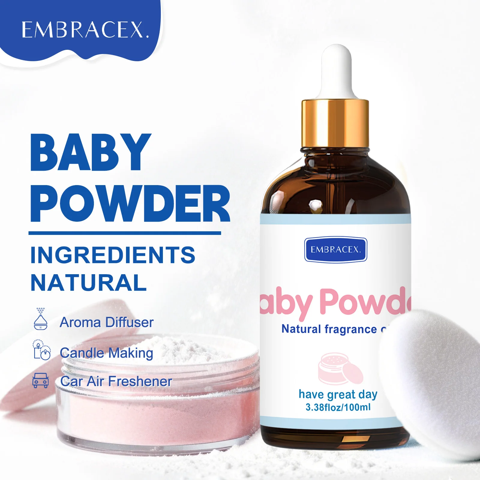 

100ml Baby Powder Essential Oil Perfume Aromatherapy Oil Skincare Fragrance Funny Gift For Women Alcohol-Free Skincare Hair Care