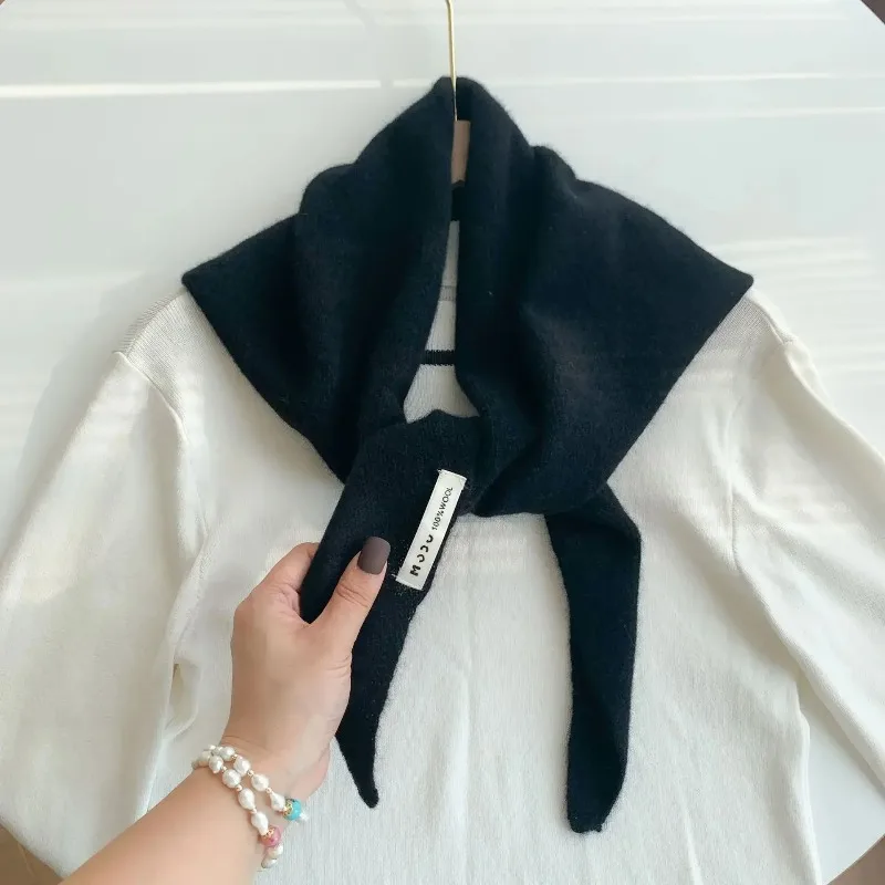 البريطانية الكورية مثلث وشاح المتخصصة الصوف الثلاثي وشاح المرأة الحجاب وشاح محبوك متعددة الوظائف الدافئة وشاح محبوك #5