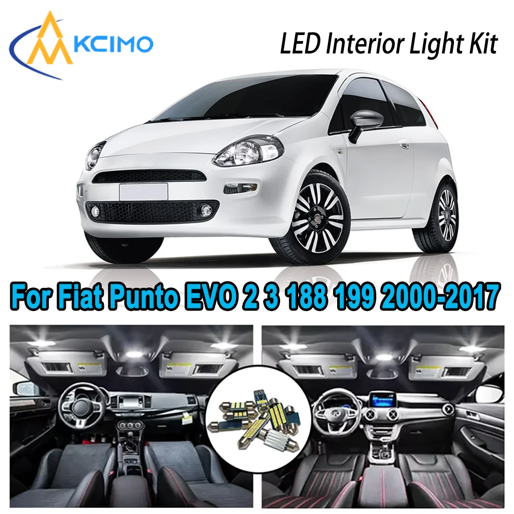 

High-Quality LED Interior Kit for Fiat Punto EVO 2 3 188 199 2000-2017 2014 Premium Error-Free Dome Map Trunk Automotive Lamps