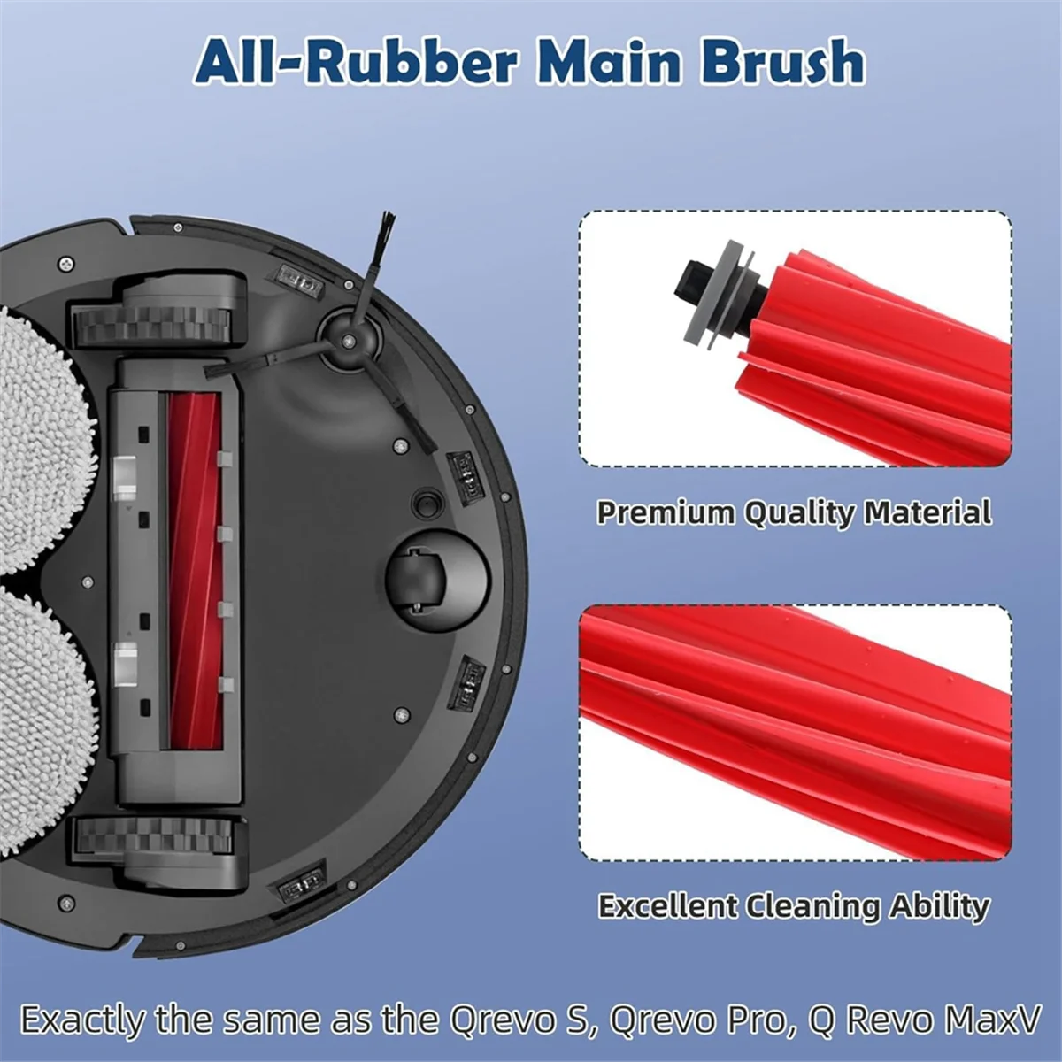 Accessories Kit for Roborock Qrevo S/Qrevo Pro/Qrevo MaxV Robot Vacuum Main Side Brush Hepa Filter Mop Cloth Dust Bags