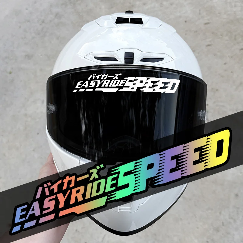 

1PC Japanese "EASYRIDE SPEED" Waterproof Decals – White/Black/Red/Holographic Speed Line Stickers for Motorcycle Helmet