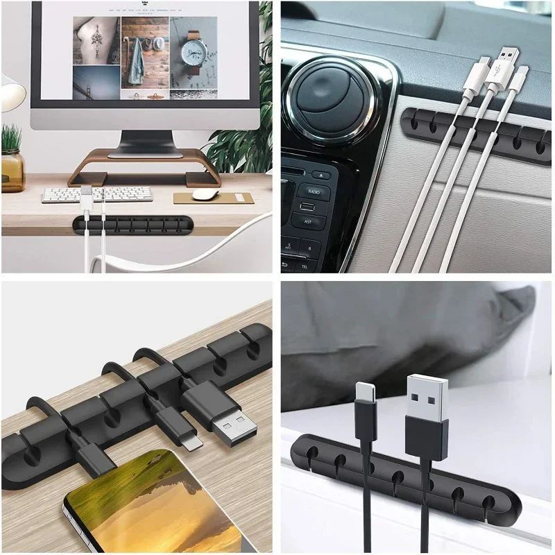 Cable Organizer Silicone USB Cable Winder Desktop Management Clips Cable Holder For Mouse Headphone Wire Organizer Protector