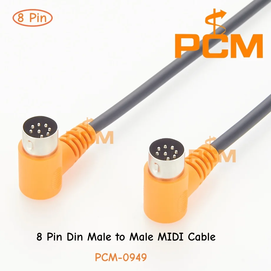 90 Degree 8 Pin DIN Male to Male MIDI Cable Shielded Audio Data Cable for Amplifier Keyboard & Audio Equipment