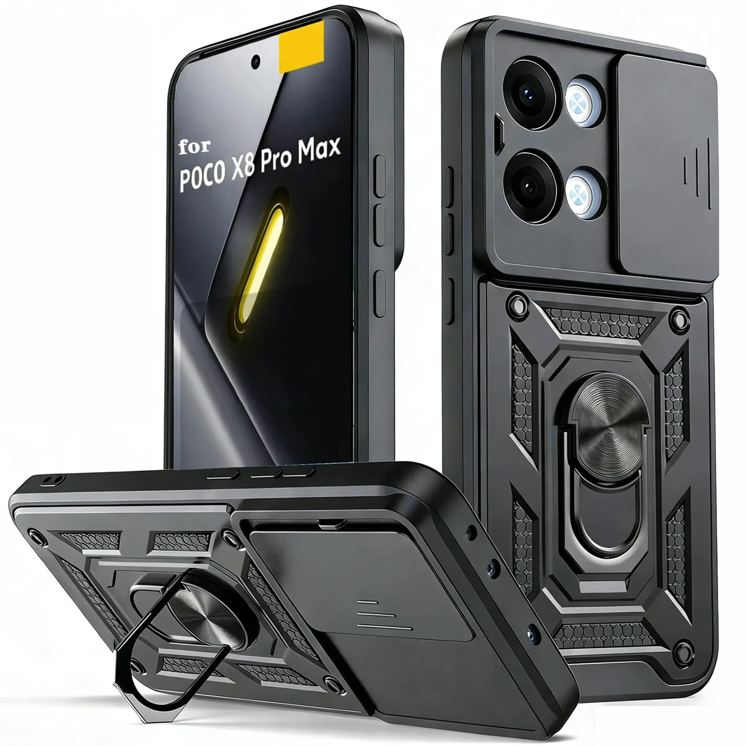 

Case For Xiaomi Poco X8 Pro Military Grade Protection Phone Slide Camera Cover For Poco F8 Ultra Coque Fundas