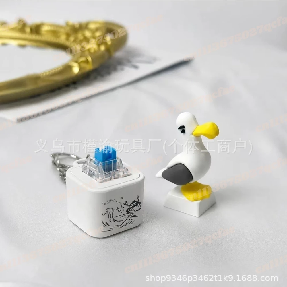 Seagull Mine Keychain, USB Clicky Keyboard Fidget Button, LED Sound Keychain
