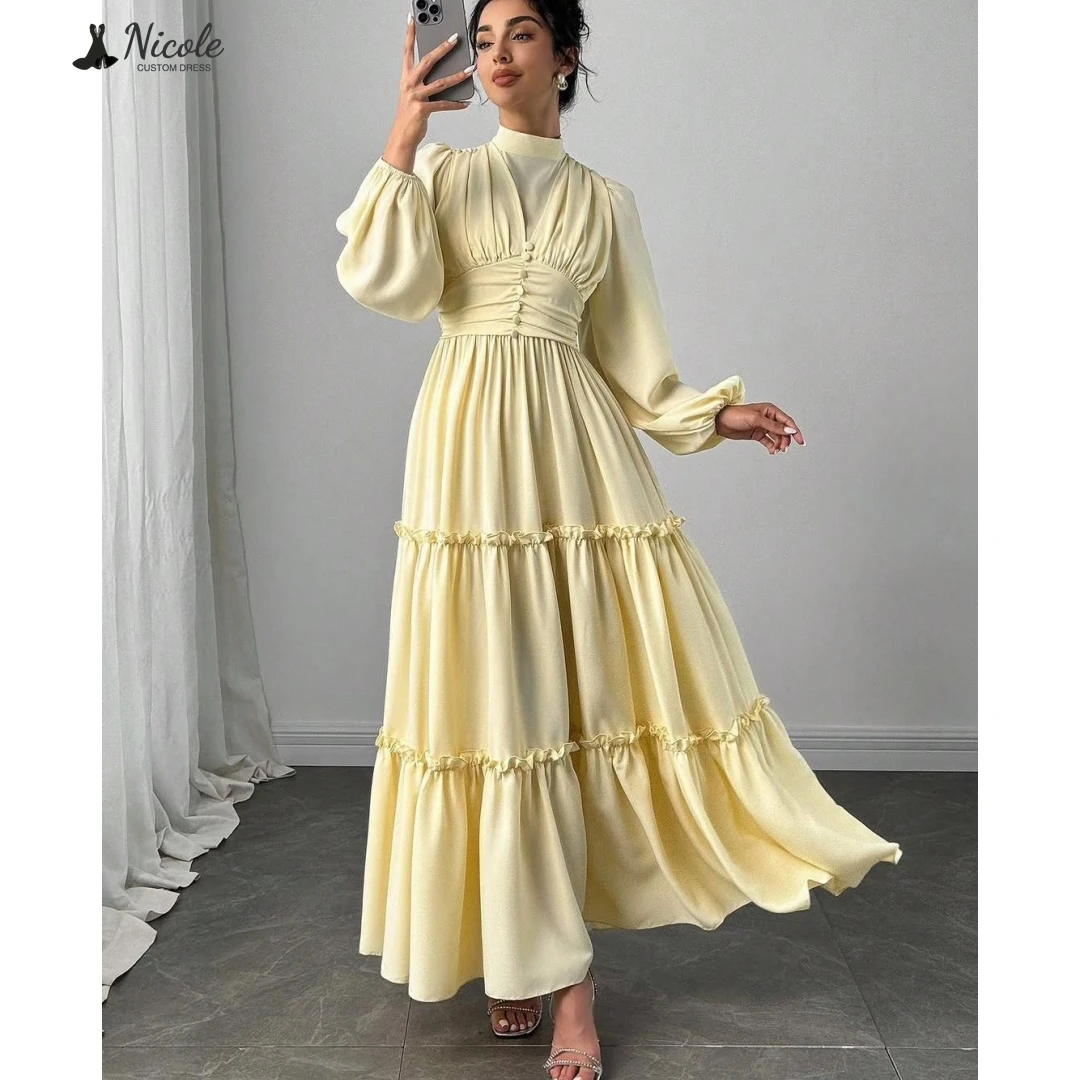 

Николь Вечерние платья с круглым вырезом Женские элегантные вечерние платья 2025 Женская линия Многослойное элегантное женское платье на заказ