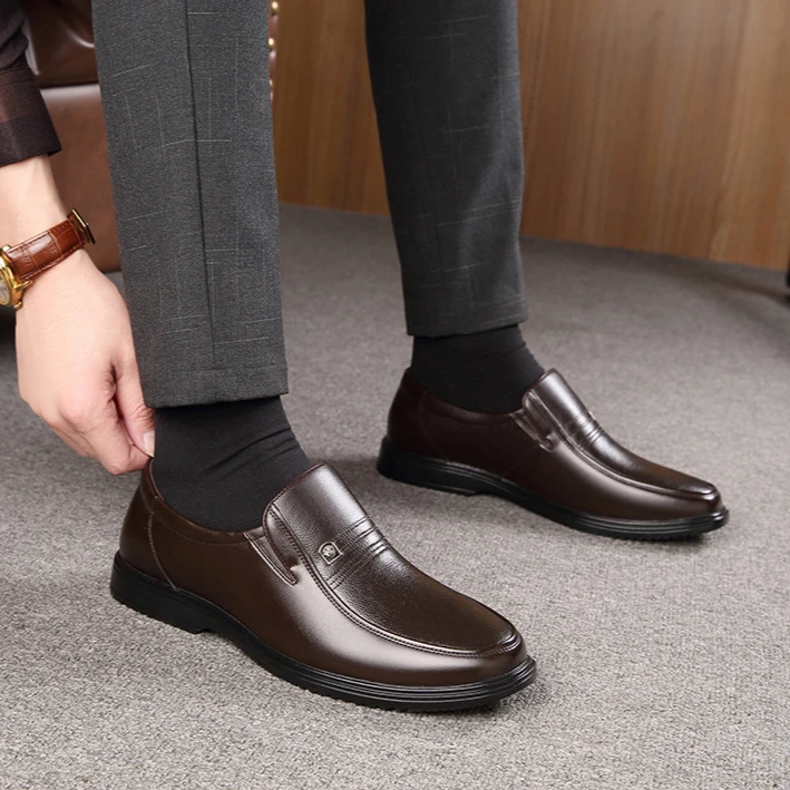 Genuine Leather Men's Dress Shoes Loafers Business Casual Leather Shoes Moccasins Slip-on Black Driving Shoe 38-46 Shoes for Men