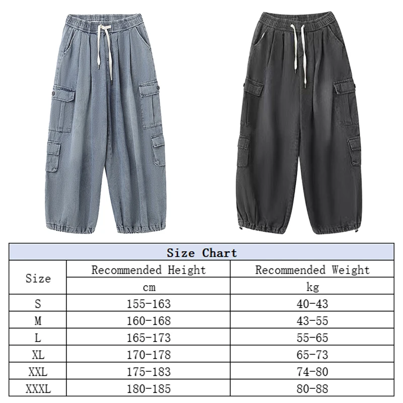 Baggy Jeans Trousers Male Denim Pants Fall Hip Hop Drop-crotch Wide Leg Pants Vintage Skateboard Streetwear Cargo Harem Pants