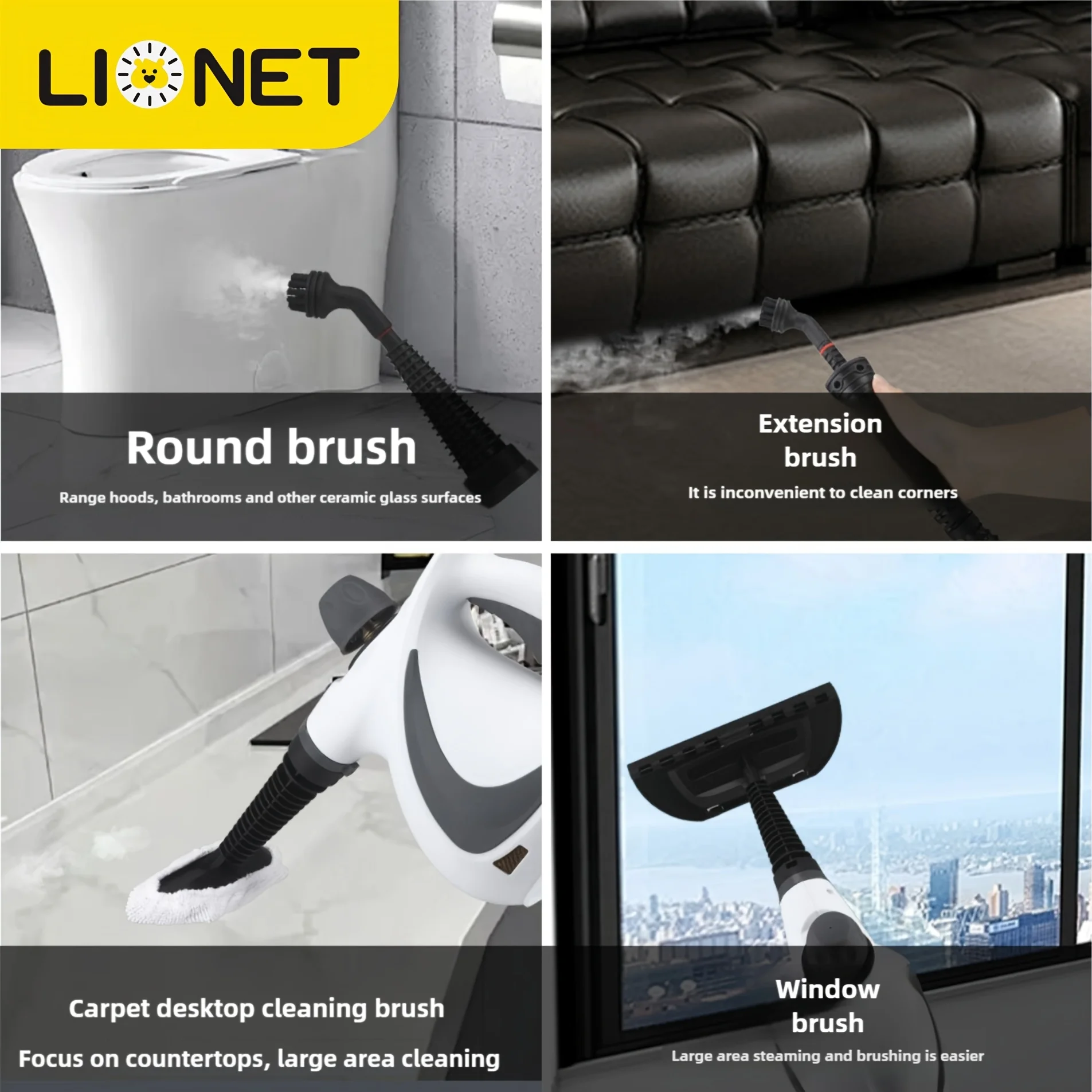 منظف بخار محمول باليد 900-1050 وات، ضغط 3 بار، استخدام متعدد الأسطح - تصميم مريح، تشغيل بلمسة واحدة، خالي من المواد الكيميائية، الأداء