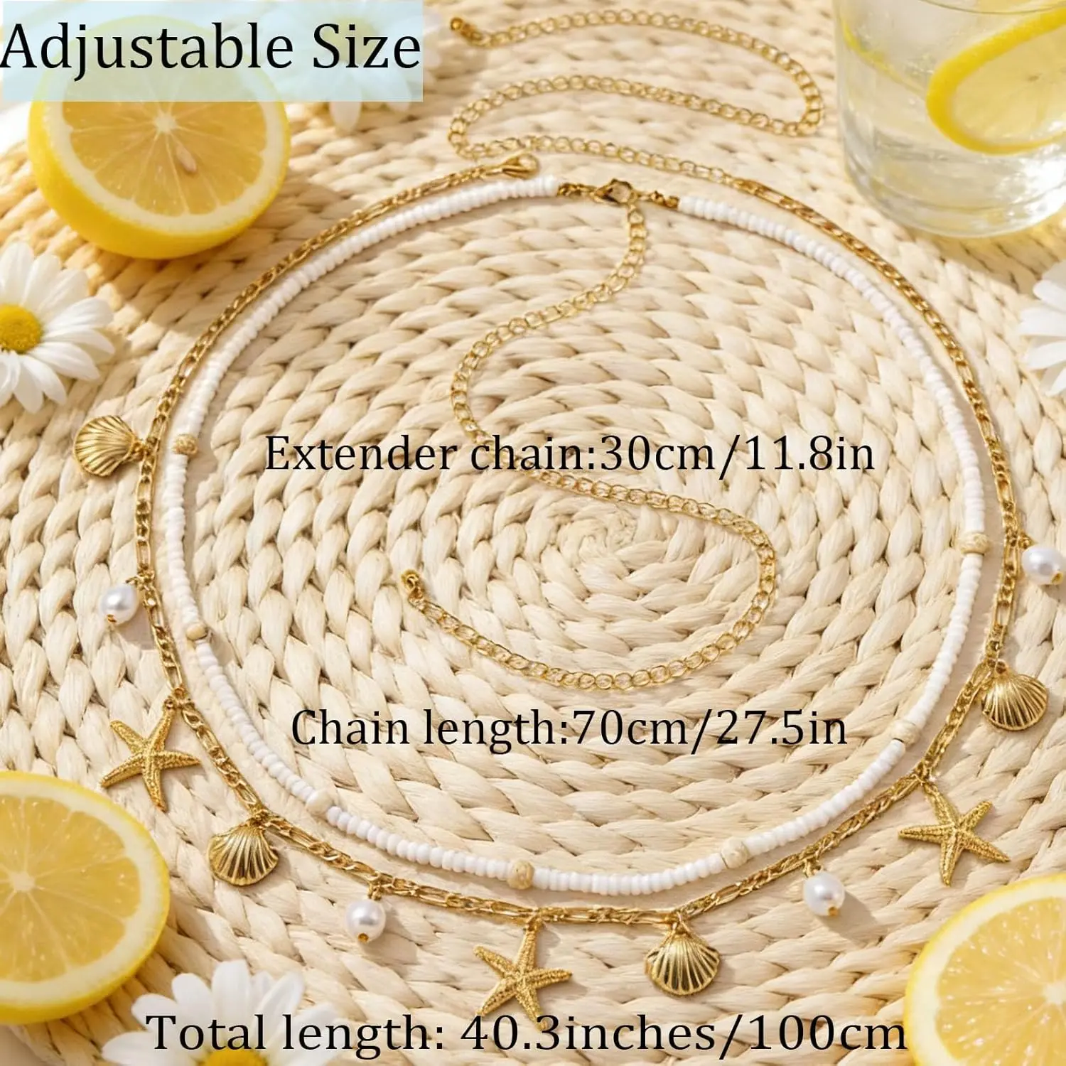 Starfish Waist Chain Women Adjustable Layered Belly Chain Bohemian Shell Beaded Bikini Body Chain for Beach Summer Boho Jewelry view 6