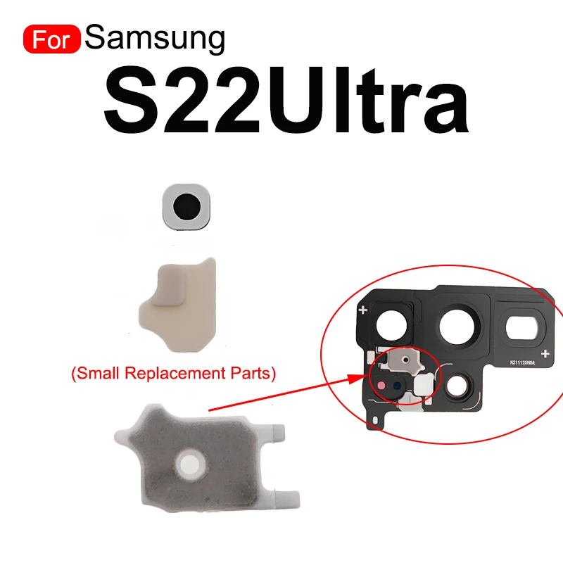 1Pcs Black Back Rear Camera Lens With Frame For Samsung Galaxy S22 Ultra S22U Replacement Part