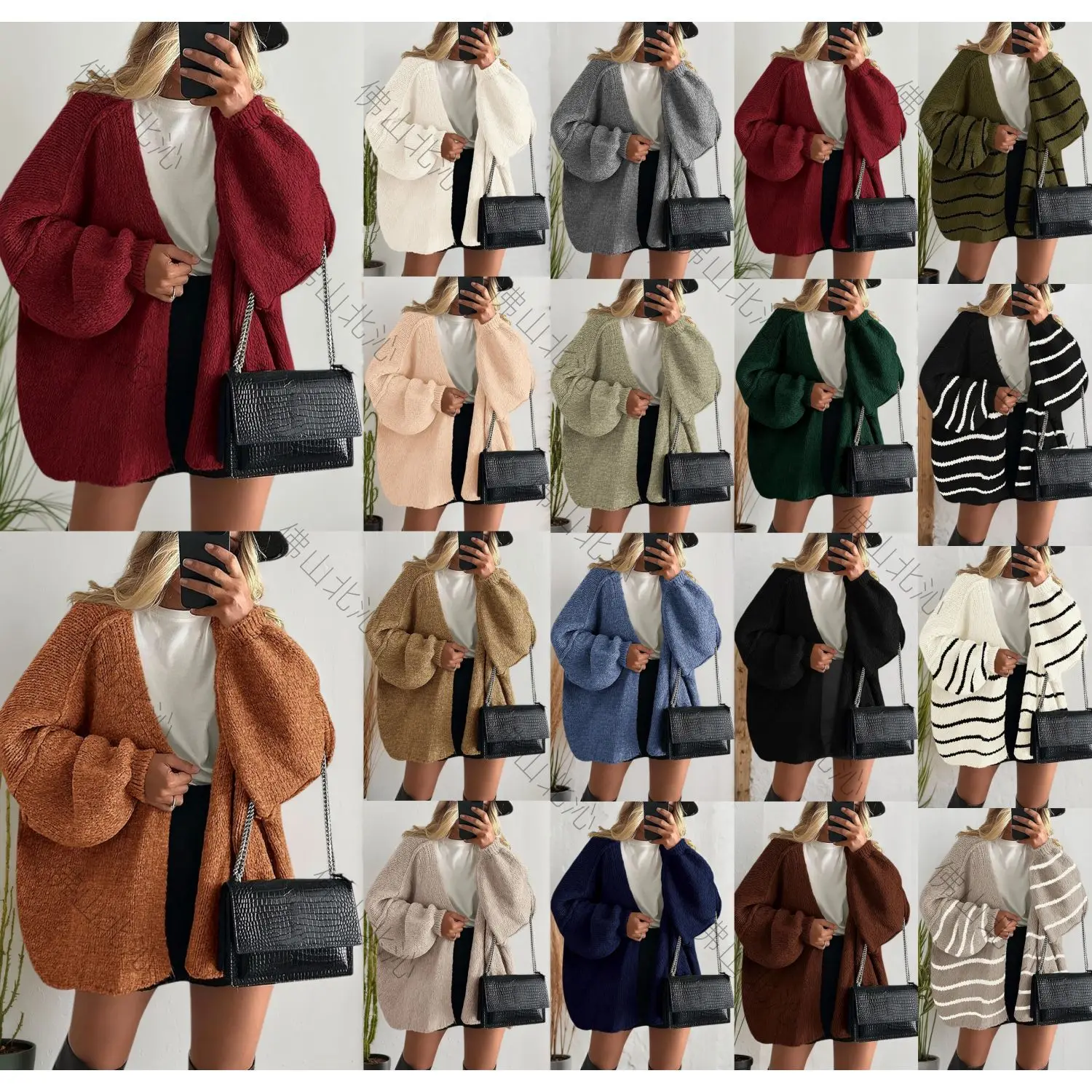 2025 Autumn and Winter New Sweater Jacket Casual Solid Color Knitted Loose Large Size Cardigan Europe and America