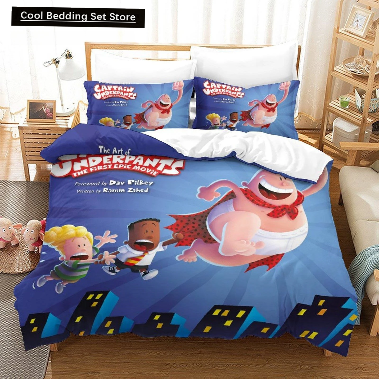 

Fashion Cartoon Kawaii Captain Underpants Bedding Set Single Twin Full Queen King Size Bed Set Adult Kid Bedroom Duvetcover Sets