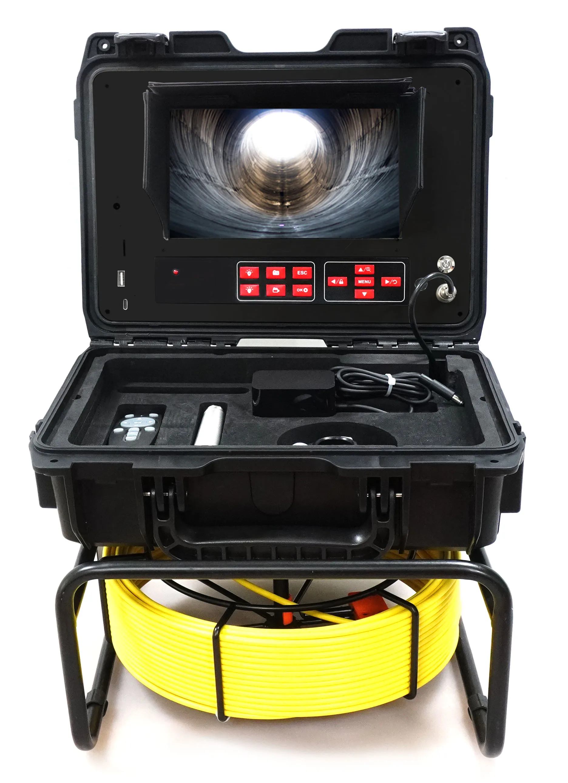 2025 nuevo 23MM 30M tubería de alcantarillado boroscopio cámara de inspección IP68 drenaje tubería de alcantarillado videopio articulado con 9 pulgadas