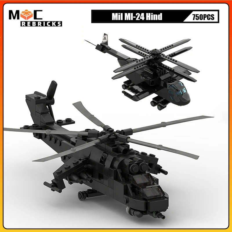 

MOC Russian Mil MI-24 Hind военная атака типа малой емкости военный транспортный вертолет строительные блоки модель DIY кирпичи игрушки