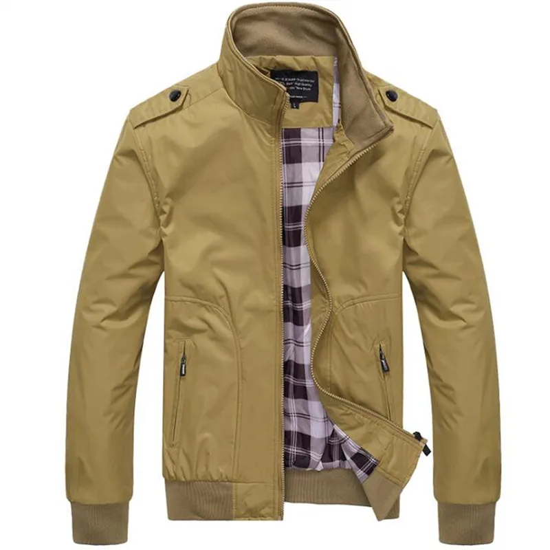 2025 Spring Autumn Men\'s Bomber Jackets Solid Coats Male Casual Stand Collar Jacket Coat Outerdoor Overcoat Men Clothing M-4Xl