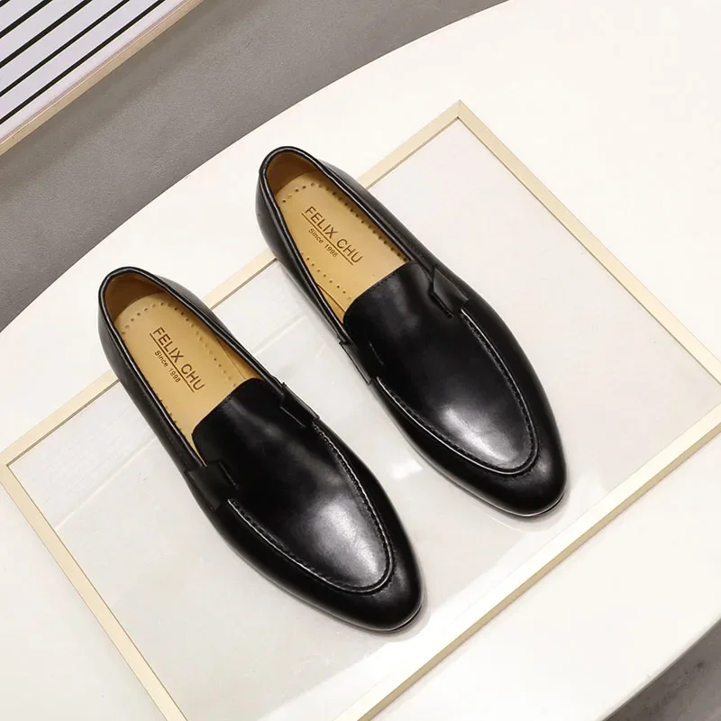 FELIX CHU Designer Moda Mocassini da uomo in pelle fatti a mano Nero Marrone Scarpe eleganti da lavoro casual Calzature da uomo per matrimoni da