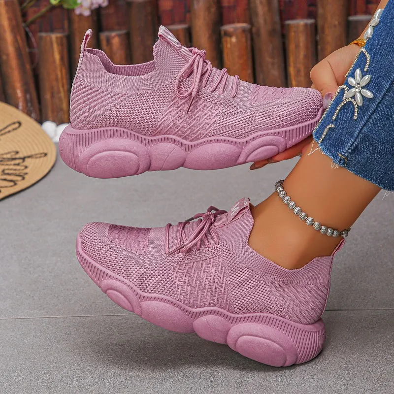 Women's Sneakers New Trendy So - огляд і ціна Knit Fabric Lace Up Sneakers