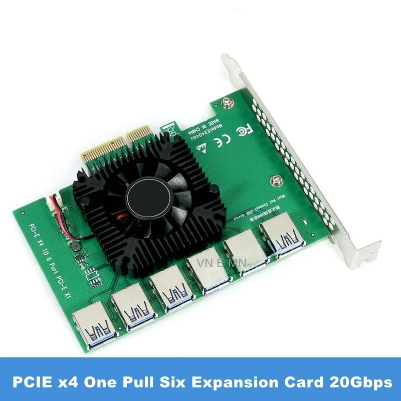 

PCI Express X4 20Gb 1 to 6 Riser Card PCI-E to PCI-E Adapter PCIE Slot 4X to 16X USB 3.0 Riser Extender For Bitcoin Miner Mining