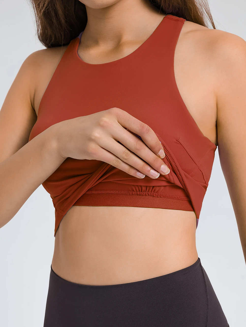 Nepoagym-Top corto sin mangas para mujer, Sujetador deportivo de cuello alto con sujetador incorporado, Top de entrenamiento Racerback para correr,