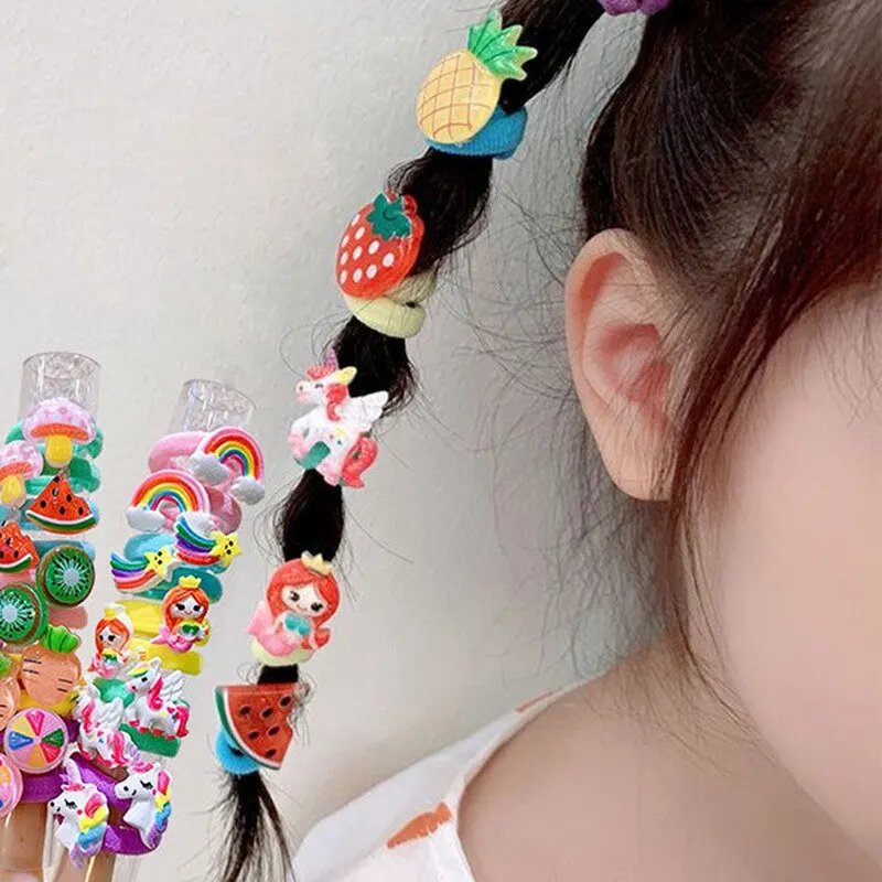 30pcs Baby Hair Band Cartoon Towel Ring Girls Hair Tie Leather Band Does Not Hurt Hair Accessories Children Hair Rope Baby