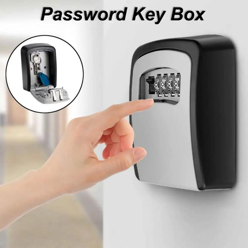 Wall Mount Key Storage Secret Box Organizer 4 Digit Combination Password Security Code Lock No Key Home Key Safe Box outdoor