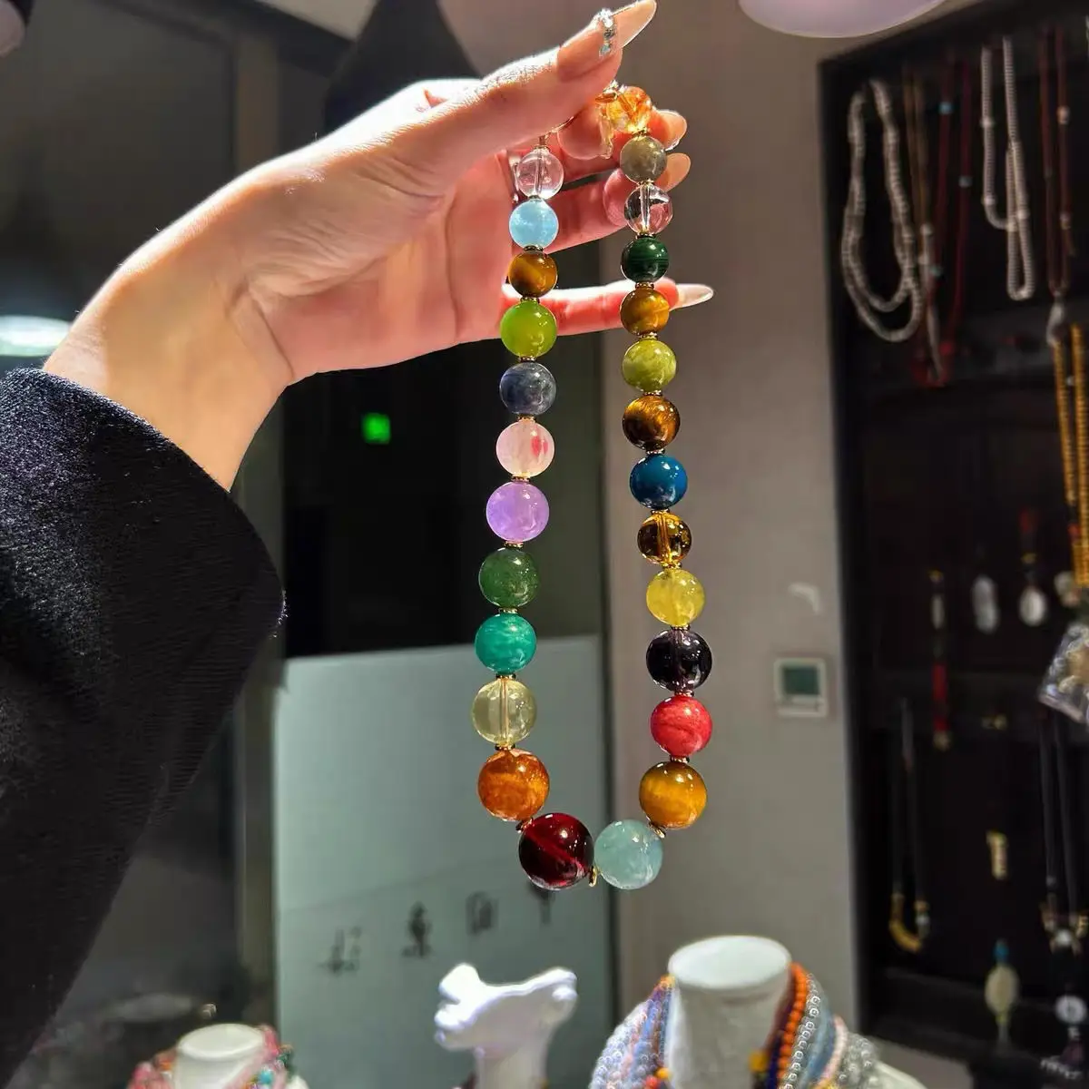 Minar Handmade Candy Color Natural Stone Crystal Semi-precious Stones Beaded Necklace for Women Real Gold Plated Copper Chain