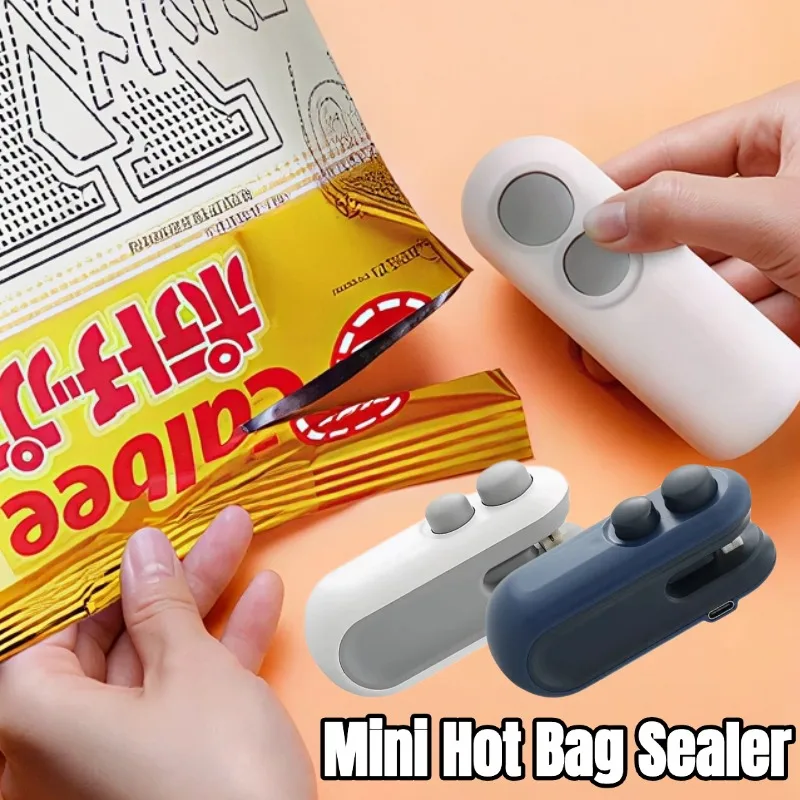Sellador portátil, Mini máquina de sellado de bolsas con calor, sellador térmico para refrigerios, sellador térmico recargable, herramienta de cocina multifunción 2 en 1