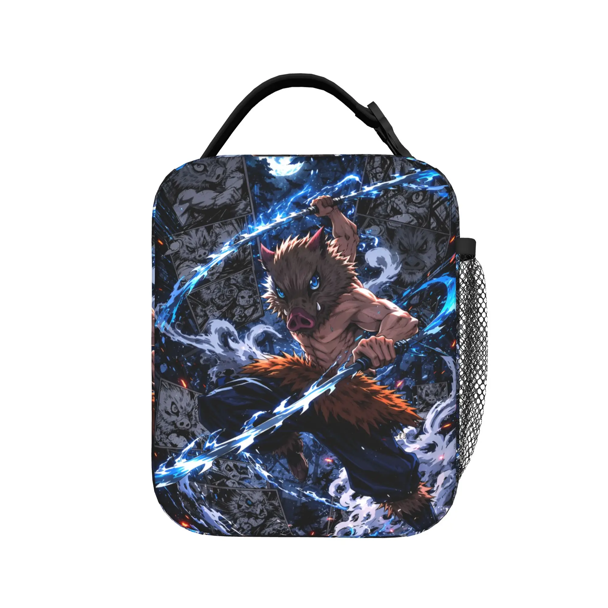Custom D-Demons Slayers Insulated Lunch Tote Bag for Women Cartoon Anime Resuable Cooler Thermal Food Lunch Box Outdoor Camping view 2