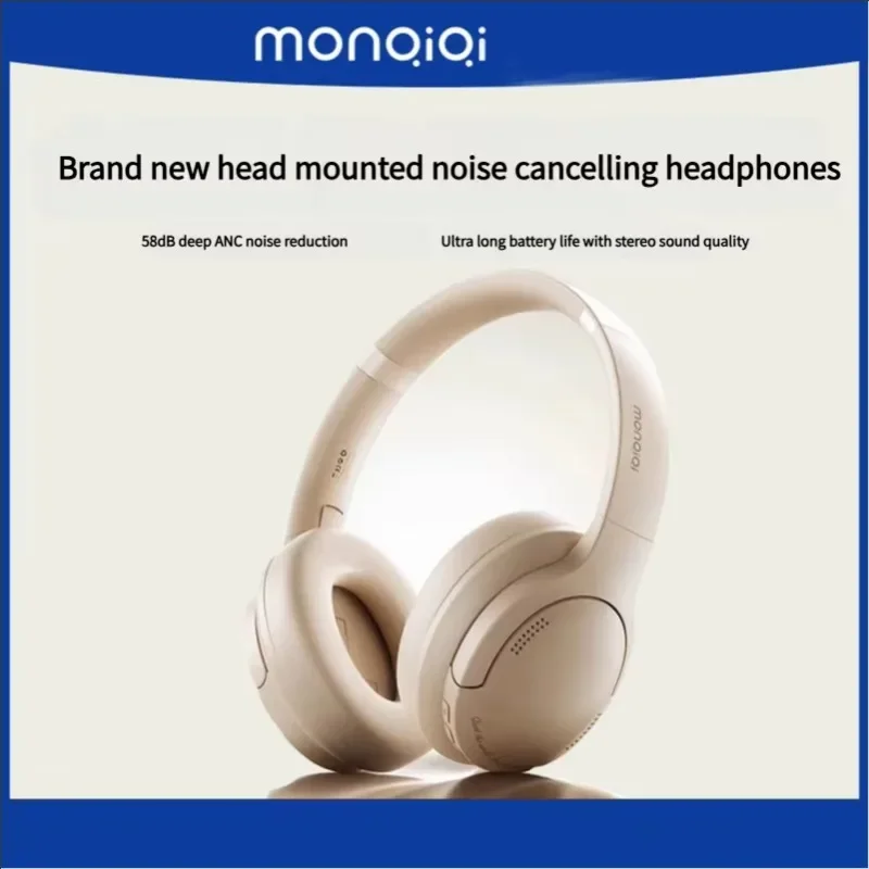 Monqiqi V11 Active Noise Cancellation ANC Headphone Wireless Bluetooth Gaming Computer Ultra Long Life New Product Earbuds